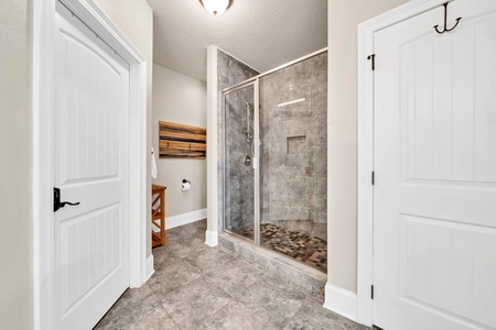 Master bathroom with dual vanities and walk-in shower!