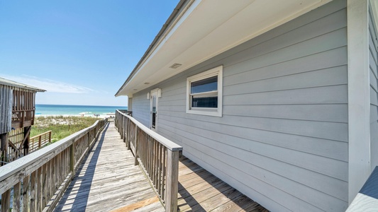 A convenient ramped access with a couple steps at the beach end!