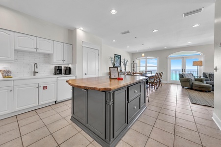 The kitchen island offers extra space for the chef of the family!