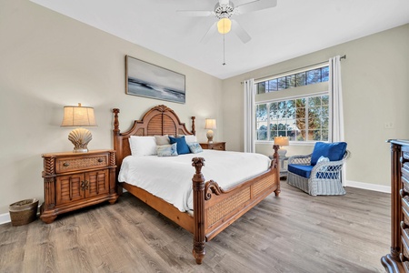 The master suite with king bed, large private bath and balcony access!