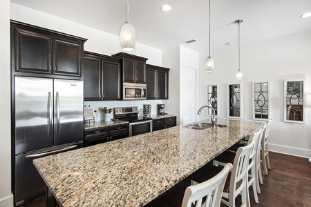 The huge kitchen island offers great counter space!