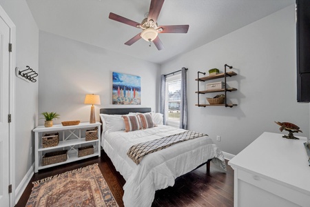 The queen bedroom includes a flat screen TV!