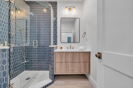 The walk-in shower in the ground floor queen suite!