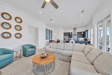 The open-plan kitchen-living-dining spaces provide a great place for gathering!