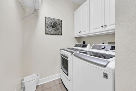 A convenient, full-size washer/dryer are included!