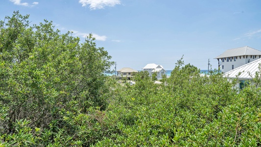 View of the Gulf of Mexico over the treetops from the balcony!