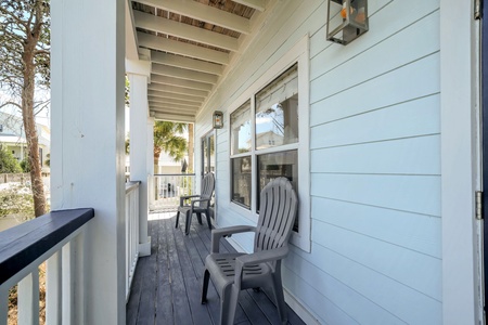 Your private porch invites you to unwind with morning coffee or an evening breeze, framed by palms and soft coastal light. Perfect for slowing down.
