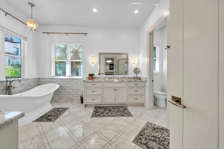 The master bathroom is exquisite!