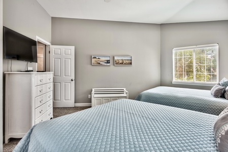 The double-queen room includes a private bathroom!
