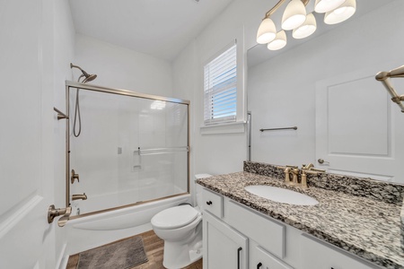 The master bathroom offers a tub/shower combo!
