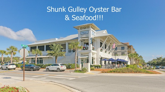 Shunk Gulley Oyster Bar & Seafood offers fresh coastal dining just steps from your vacation rental.