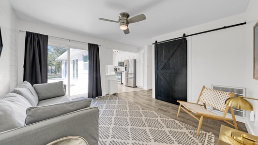 A second living room offers queen sofa sleeper!