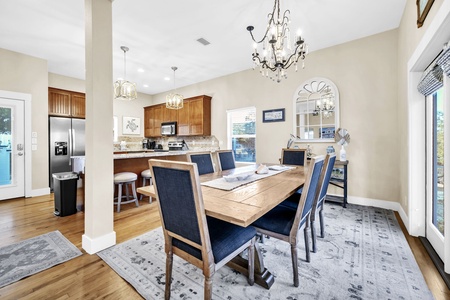 Gather around this elegant dining table for family dinners, morning coffee, or game night..