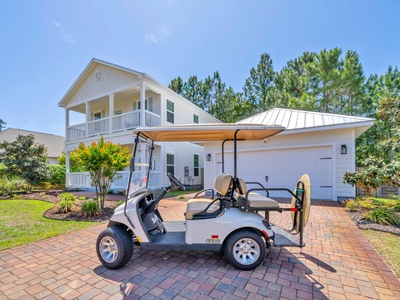 Hop on the street-legal golf cart and head down to the beach!