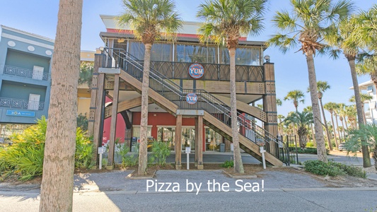 Gulf Place (at the beach access) with great shops and restaurants!