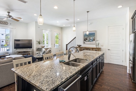 The huge kitchen island offers great counter space!