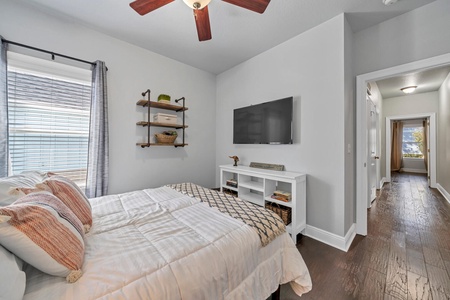 The queen bedroom with bathroom just down the hall!