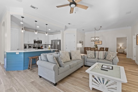 An open-plan kitchen-living-dining area your family will love!