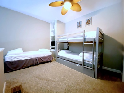 The loft bedroom includes a private bathroom!