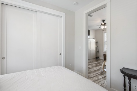 The carriage house suite includes a queen bedroom and extra washer/dryer!