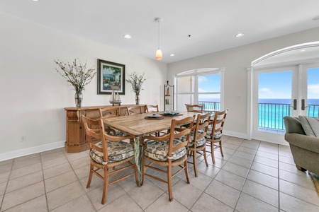 The large dining table is great for meals or game night!