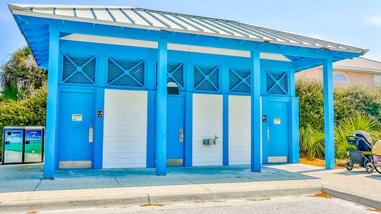 Convenient public restroom facilities at the beach access!