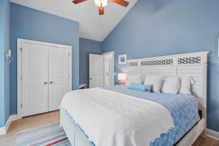 The 1st guest bedroom features a king bed, and plenty of closet space!