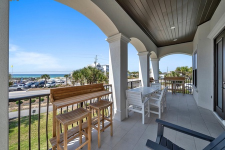 High-top tables to take in the view, a meal or a cocktail and sunset!