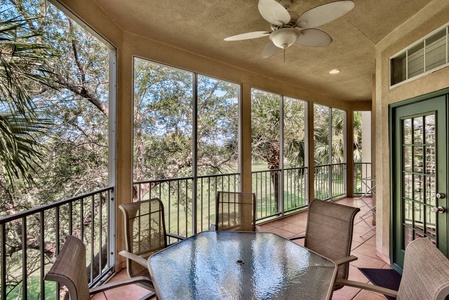 Enjoy meals on the shaded balcony!