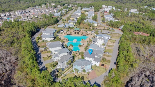 From the air, "Waterfall" on the pool!