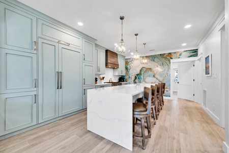 Plenty of seating at the kitchen island!