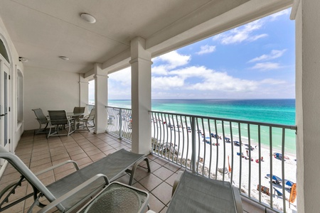 Balcony dining table - great for coffee, lunch, and sunsets!