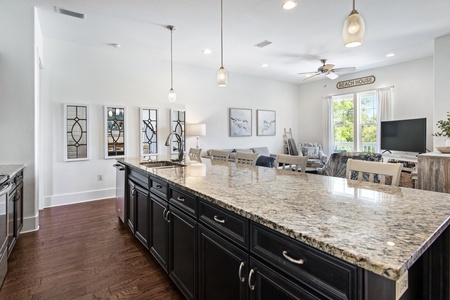 The huge kitchen island offers great counter space!