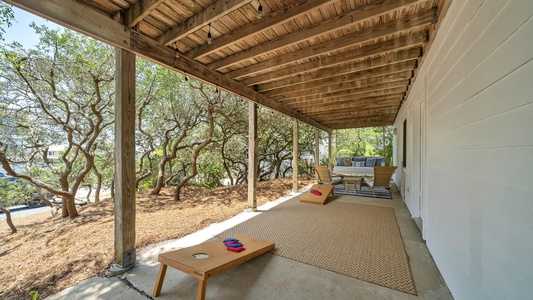 Games and more relaxing in the shade on the lower porch!