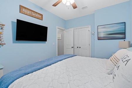 The 2nd guest bedroom features a king bed, and plenty of closet space!