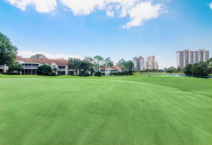 Relax on the balcony and watch golfers go by!