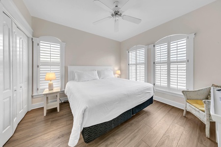 The king bedroom with private bathroom!
