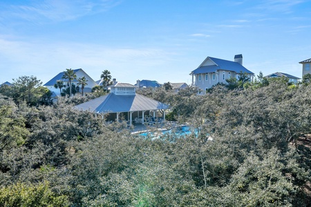 Views down to the pool area from the living room deck!