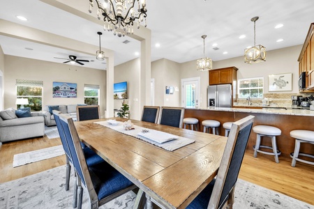 Gather around this elegant dining table for family dinners, morning coffee, or game night..