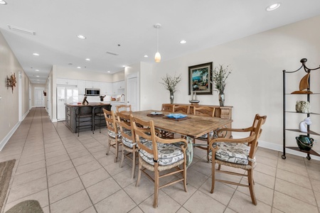 The large dining table is great for meals or game night!