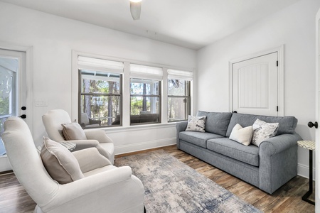The den provides extra relaxation space with natural light!