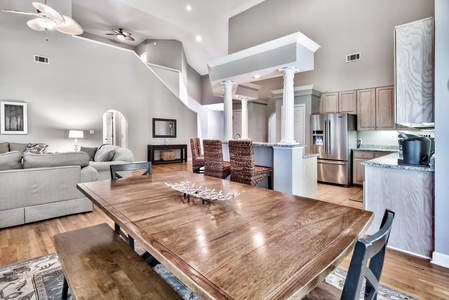 Gather the whole family around the farm-style dining table!