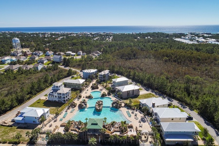 From the air, the Gulf of Mexico is visible just down the street from the neighborhood!