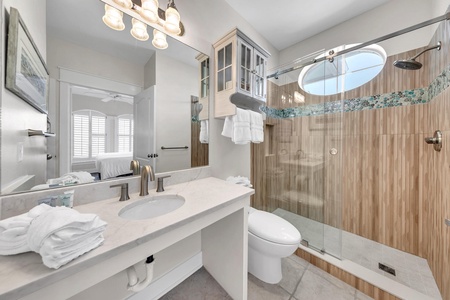 The king bedroom with private bathroom!