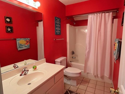 Upstairs Bath Opens to Hall - Tub Shower Combo