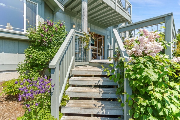 Stairs leading to the patio