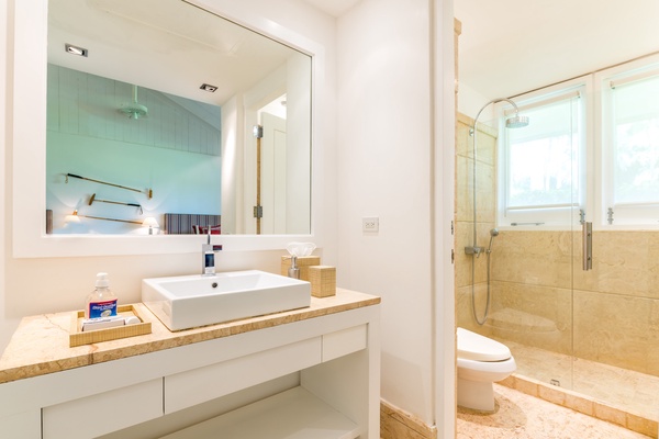 Freshen up in the sleek and modern ensuite full bathroom.