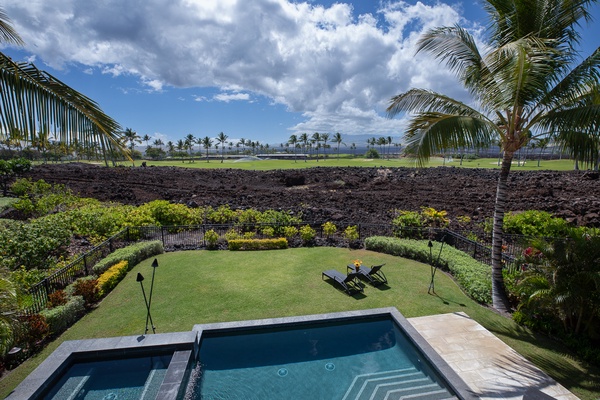 Beautifully manicured garden beside the pool