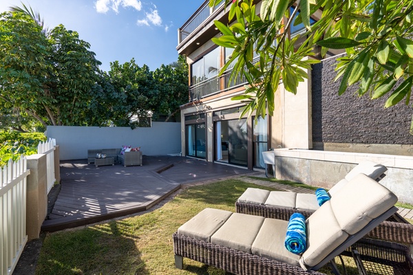 Relaxing private patio areas throughout the property.