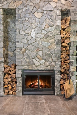 Living area wood-burning fireplace to keep everyone warm.